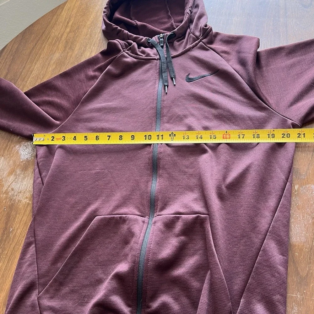 Nike Dri-FIT Hoodie Men M Red Burgundy Full Zip Fleece Training 860465-655